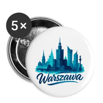 Warsaw Warszawa Capital Poland Gift - Buttons large 2.2''/56 mm (5-pack) - white - Front