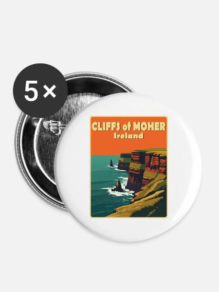 cliffs of moher Irland - Buttons groß 56 mm (5er Pack) - Weiß