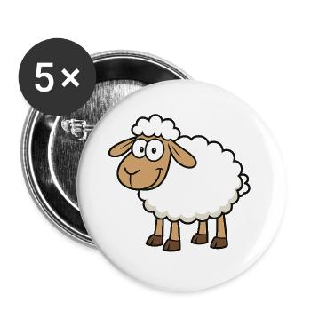 Niedlicher Schaf-Design für Kinder - Buttons groß 56 mm (5er Pack) - Weiß - Vorne
