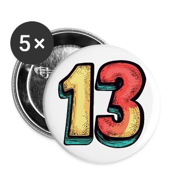 Bande dessinée à 13 chiffres - Lot de 5 grands badges (56 mm) - blanc - Devant