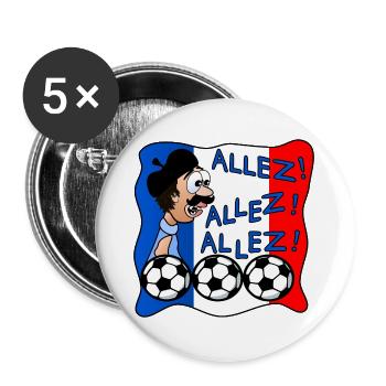 KOMM SCHON, PAPA, VATER, FRANKREICH - Buttons groß 56 mm (5er Pack) - Weiß - Vorne