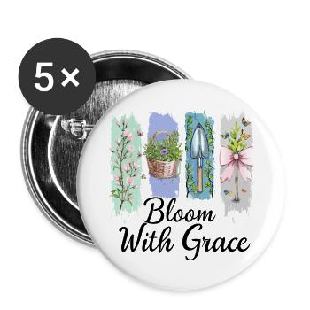 Bloom with Grace Garden Floral Art - Buttons large 2.2''/56 mm (5-pack) - white - Front