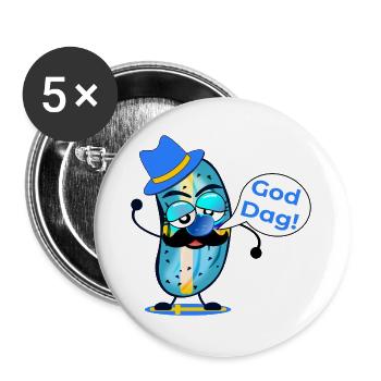 Good day pickle mustache - Buttons large 2.2''/56 mm (5-pack) - white - Front