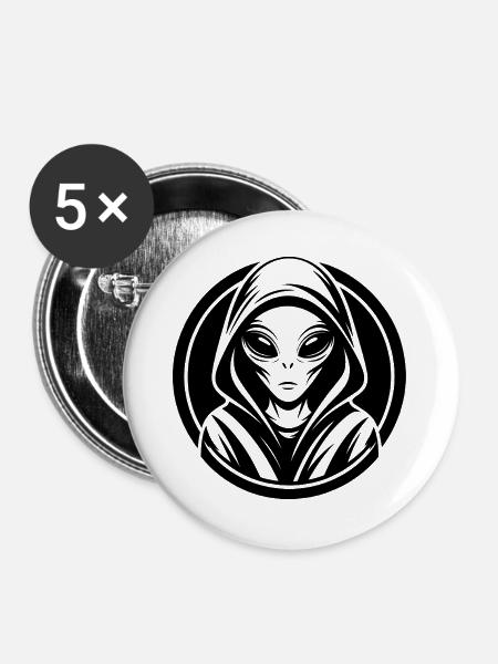 Außerirdischer - Buttons groß 56 mm (5er Pack) - Weiß