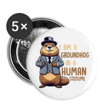 Je suis une marmotte dans un animal rongeur costumé - Lot de 5 grands badges (56 mm) - blanc - Devant