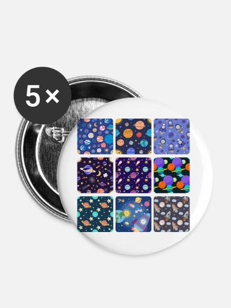 Kindliche kosmische Designs - Buttons groß 56 mm (5er Pack) - Weiß