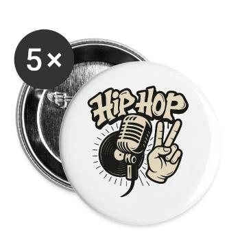 Hip Hop Mikrofon Premium Design - Buttons groß 56 mm (5er Pack) - Weiß - Vorne
