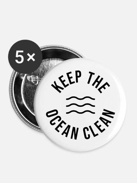 Keep the Ocean clean - Buttons groß 56 mm (5er Pack) - Weiß