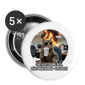 Funny Office Cat Saying Design - Buttons large 2.2''/56 mm (5-pack) - white - Front