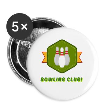 Bowling Bowling Design im Vintage-Stil - Buttons groß 56 mm (5er Pack) - Weiß - Vorne