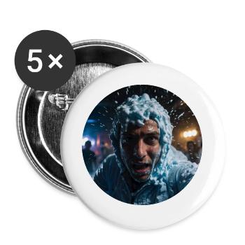 Dynamisches Schaumkopf-Motiv - Buttons groß 56 mm (5er Pack) - Weiß - Vorne