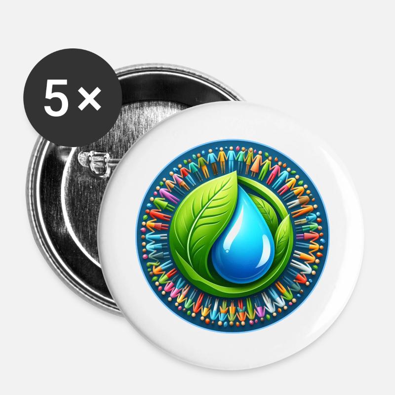 Nature and Environment Logo - Buttons large 2.2''/56 mm (5-pack) - white