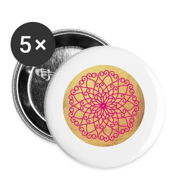 Yoga Ornament Gold Luxury Mandala India om Namaste - Buttons large 2.2''/56 mm (5-pack) - white - Front
