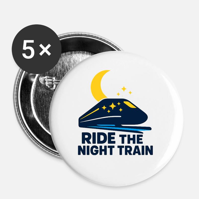Ride the Night Train - Buttons large 2.2''/56 mm (5-pack) - white