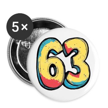 63 Number Comic - Buttons large 2.2''/56 mm (5-pack) - white - Front