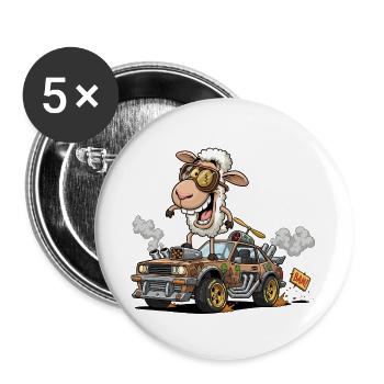 Llama Racer avec équipement Steampunk - Lot de 5 grands badges (56 mm) - blanc - Devant