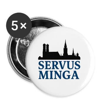 Servus Minga Silhouette Design - Buttons large 2.2''/56 mm (5-pack) - white - Front