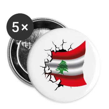Drapeau du Liban - Drapeau Broken Design - Lot de 5 grands badges (56 mm) - blanc - Devant