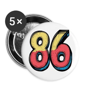 86 Number Comic - Buttons large 2.2''/56 mm (5-pack) - white - Front