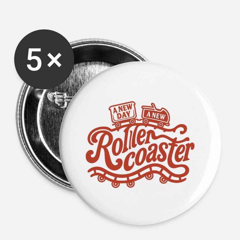 Achterbahn - Buttons groß 56 mm (5er Pack) - Weiß