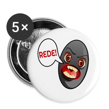 JUGENDSPRACHE REDE SCHWARZE OLIVE - Buttons groß 56 mm (5er Pack) - Weiß - Vorne