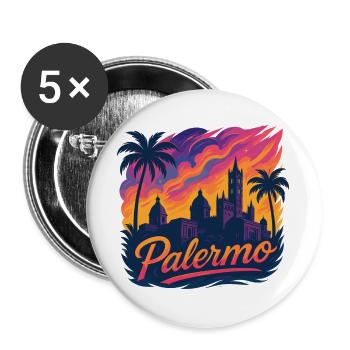 Palermo Stadt Italien Sizilien Silhouette Geschenk - Buttons groß 56 mm (5er Pack) - Weiß - Vorne