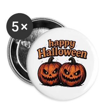 Citrouilles effrayantes d’Halloween avec mauvais œil - Lot de 5 grands badges (56 mm) - blanc - Devant