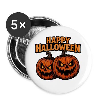 Citrouilles effrayantes pour Halloween - Lot de 5 grands badges (56 mm) - blanc - Devant