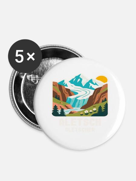 Aletsch Gletscher - Buttons groß 56 mm (5er Pack) - Weiß