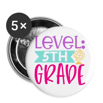 Stufe 5. Klasse - Buttons groß 56 mm (5er Pack) - Weiß - Vorne