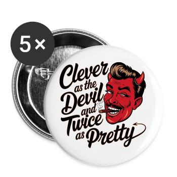 Naughty devil with cigar and charm - Buttons large 2.2''/56 mm (5-pack) - white - Front