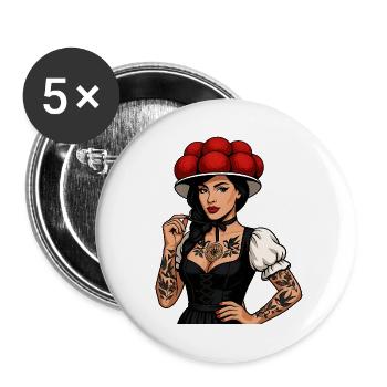 Bollenhut Tattoo Girl Forêt-Noire Fribourg Home - Lot de 5 grands badges (56 mm) - blanc - Devant
