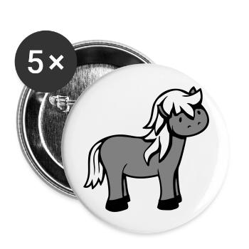 Pferd Süß Pony Fohlen Pferdemädchen Niedlich Comic - Buttons groß 56 mm (5er Pack) - Weiß - Vorne