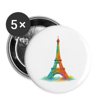 Eiffel Tower Paris Watercolor Painting - Buttons large 2.2''/56 mm (5-pack) - white - Front