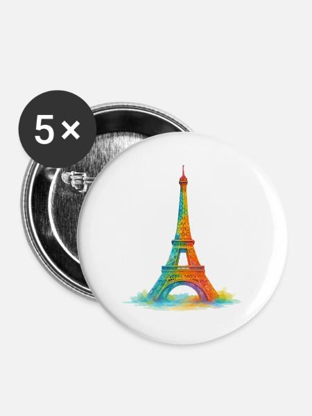 eiffelturm paris aquarell - Buttons groß 56 mm (5er Pack) - Weiß