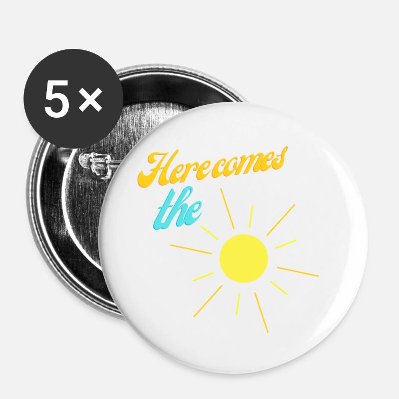 Here comes the sun - Buttons large 2.2''/56 mm (5-pack) - white