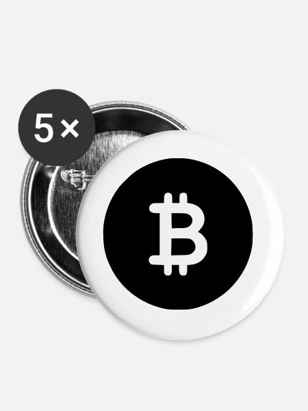Bitcoin schwarzes Icon - Buttons groß 56 mm (5er Pack) - Weiß