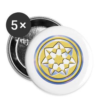 Geometrisches Kornkreis Muster - Buttons groß 56 mm (5er Pack) - Weiß - Vorne