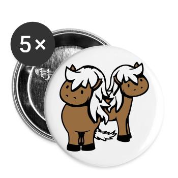 2 Horses Man Woman Lovers Friends Love Team - Buttons large 2.2''/56 mm (5-pack) - white - Front