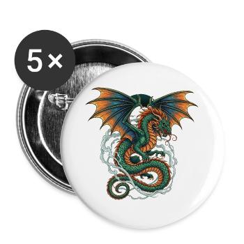 Dragon - Buttons groß 56 mm (5er Pack) - Weiß - Vorne