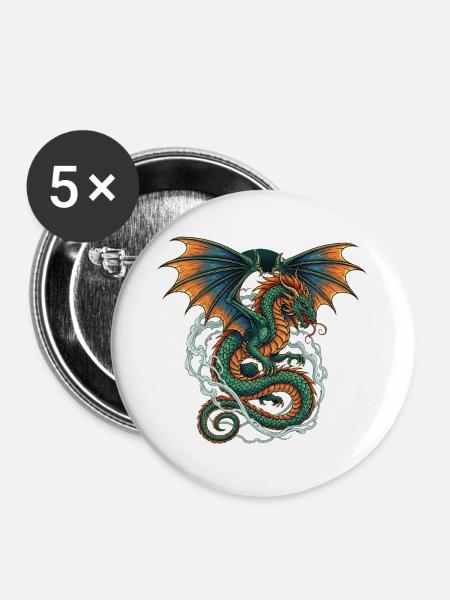 Dragon - Buttons groß 56 mm (5er Pack) - Weiß