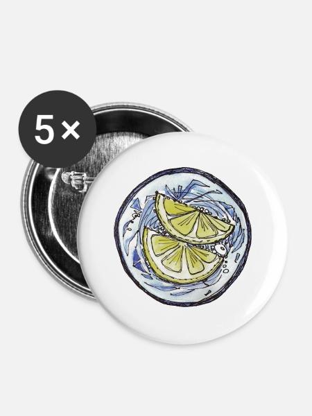 Zitronen Handzeichnung - Buttons groß 56 mm (5er Pack) - Weiß