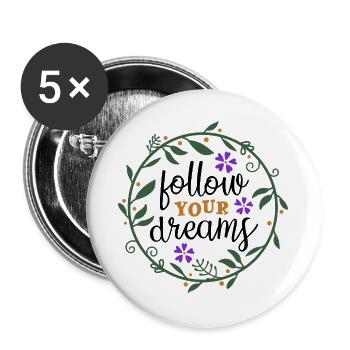 Personalisierter Blumenrahmen mit Naturmotiv - Buttons groß 56 mm (5er Pack) - Weiß - Vorne
