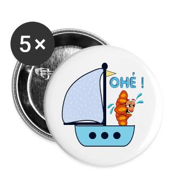 Ohé Voilier Enfants Croissant - Lot de 5 grands badges (56 mm) - blanc - Devant