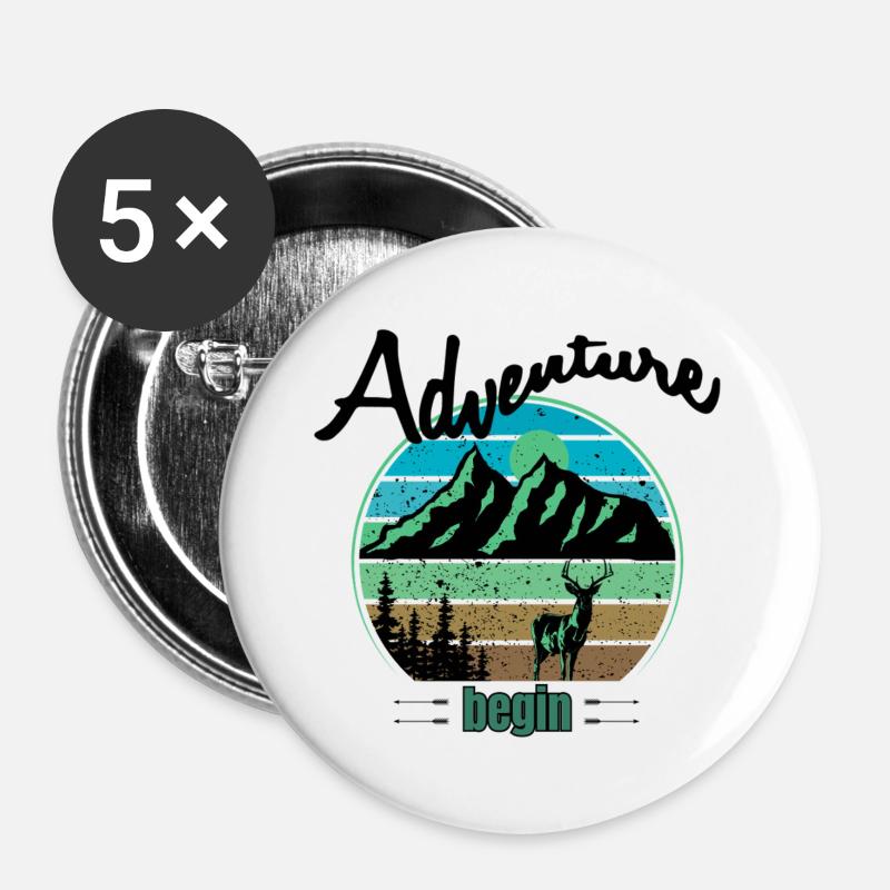 Mountains and deer wilderness - Buttons large 2.2''/56 mm (5-pack) - white