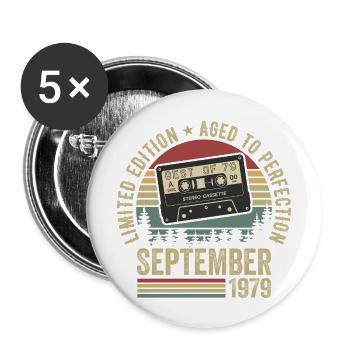 Born in September 1979 Vintage 1979 - Buttons large 2.2''/56 mm (5-pack) - white - Front