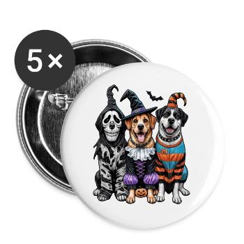 Chien d’Halloween - Lot de 5 grands badges (56 mm) - blanc - Devant