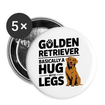 Golden Retriever Hug With Legs - Buttons large 2.2''/56 mm (5-pack) - white - Front