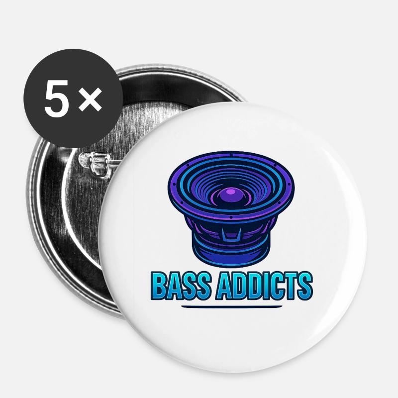 Bass Addicts Neon Subwoofer Design - Buttons large 2.2''/56 mm (5-pack) - white