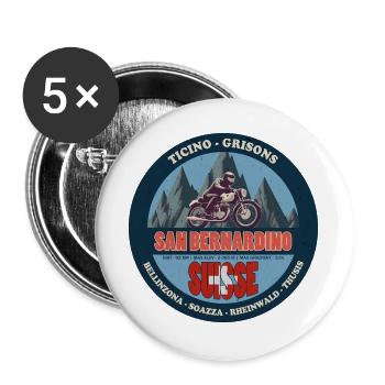 San Bernardino Pass, Ticino, Grisons, Swiss - Buttons large 2.2''/56 mm (5-pack) - white - Front